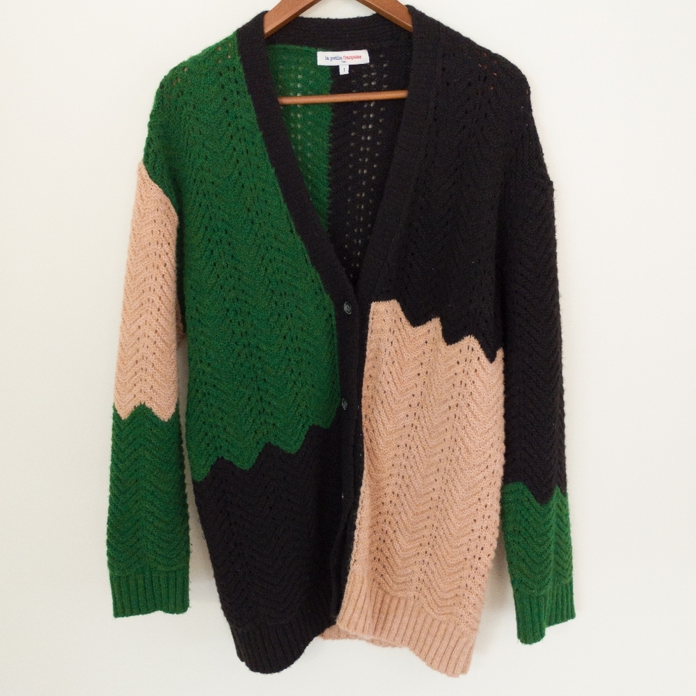 La Petite Francaise Button Front Knit Colorblock Cardigan Size 1